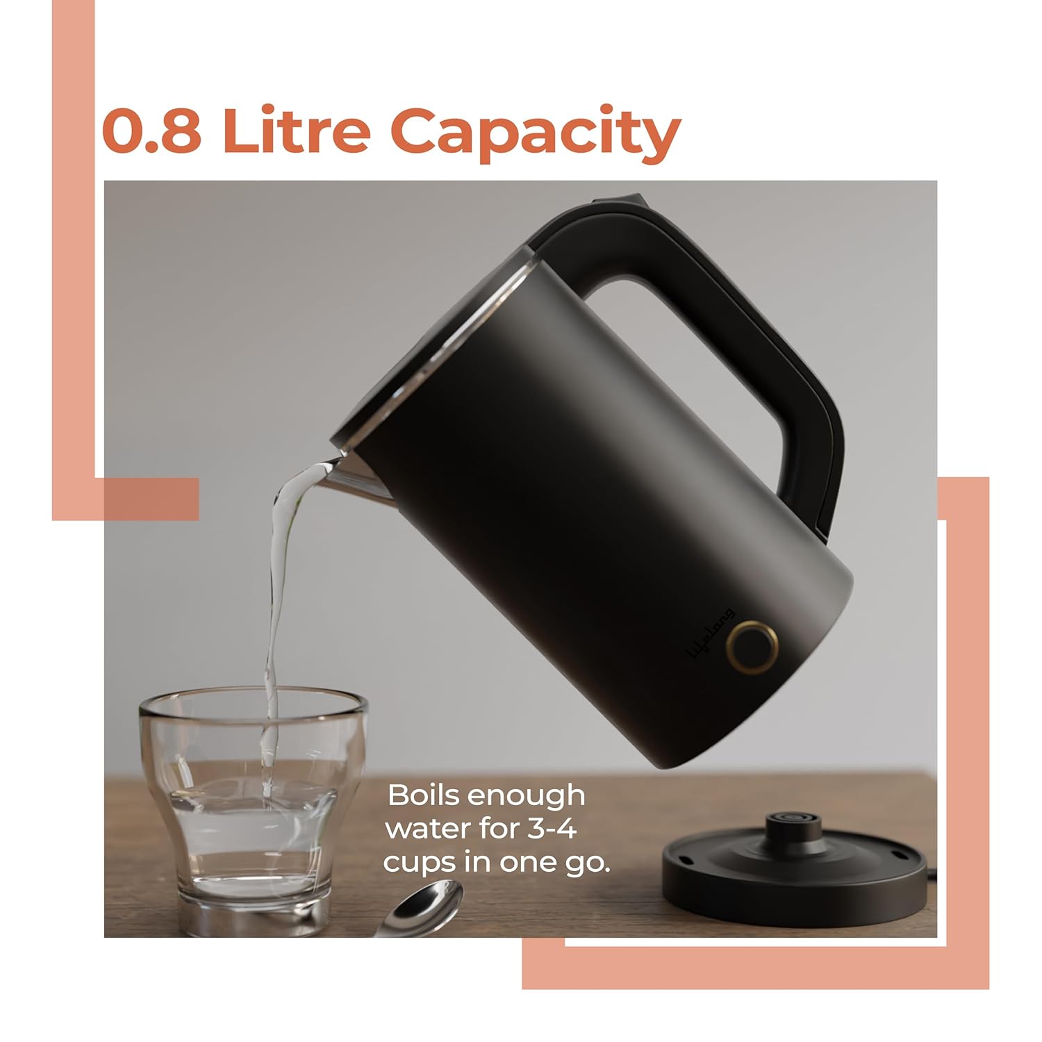 Lifelong Electric Kettle 0.8 Litre with 2 Cups